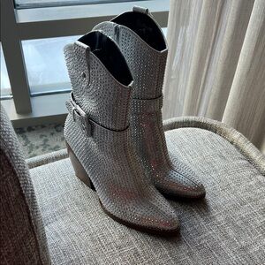 Mix No. 6 Silver Studded Ankle Boots, 9